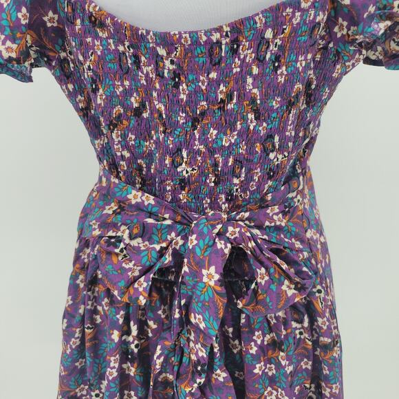 NWT Band of the Free Coraline Purple Floral Crossover Mini Dress Summer Size L - Picture 7 of 11